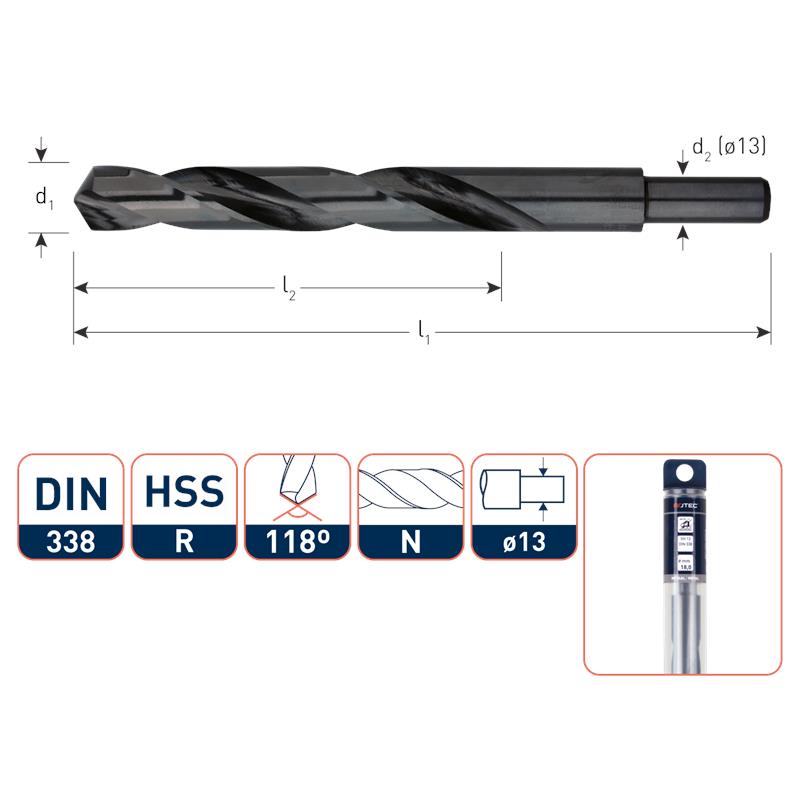HSS-R Spiraalboor Afgedraaid 13 mm